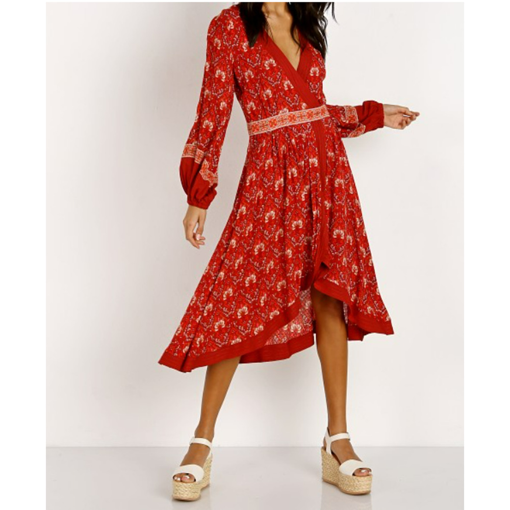 NWT Spell & The Gypsy Women's Red Copper Jewel Soiree Midi Dress Size XS - Picture 4 of 8
